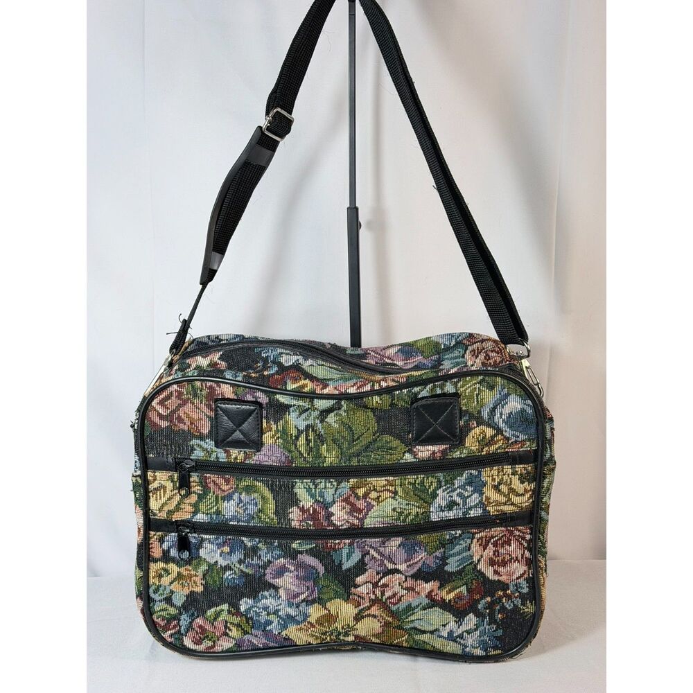 Floral Tapestry Soft Case Carry On Overnight Weekender Travel Bag Shoulder